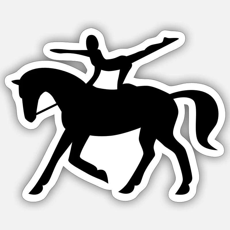 Cheval de saut - Sticker taille S (10 x 10 cm) - blanc mat