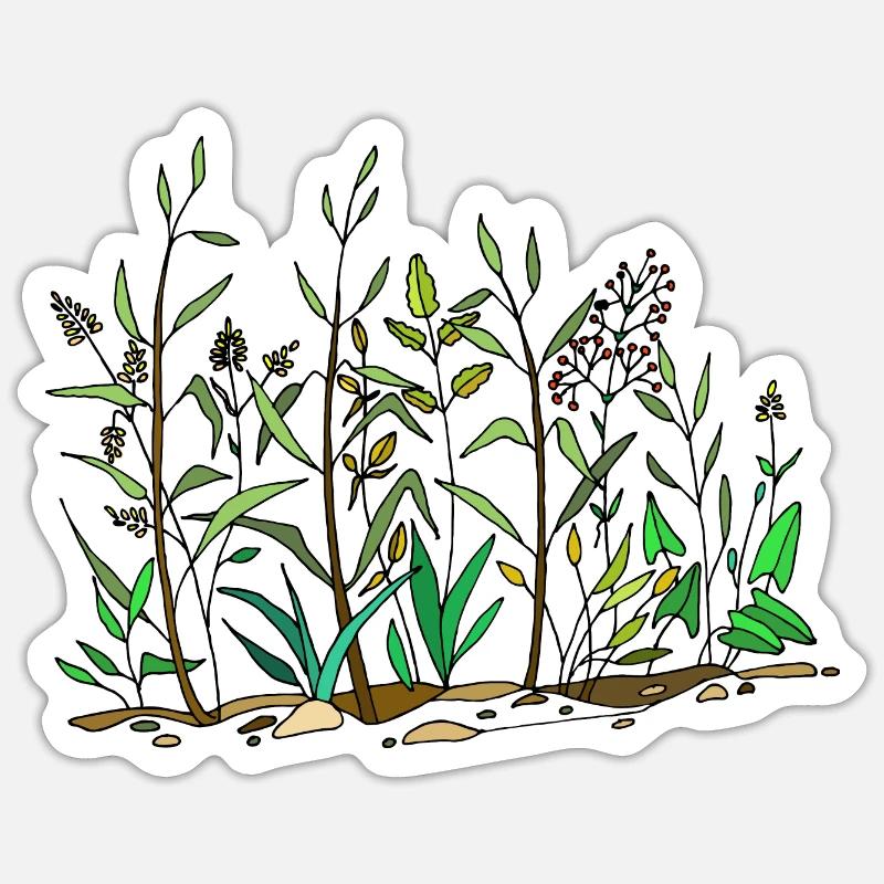 Prairie verte - Sticker taille S (10 x 10 cm) - blanc mat