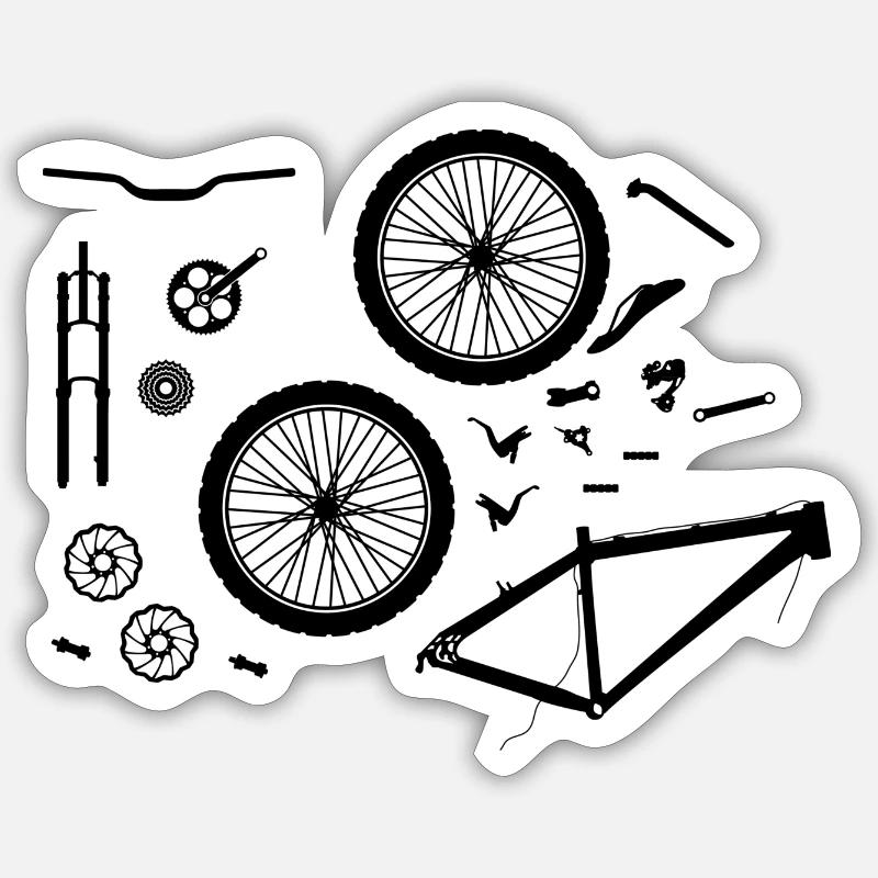 Fahrrad Einzelteile Sticker Größe S (10 x 10 cm)