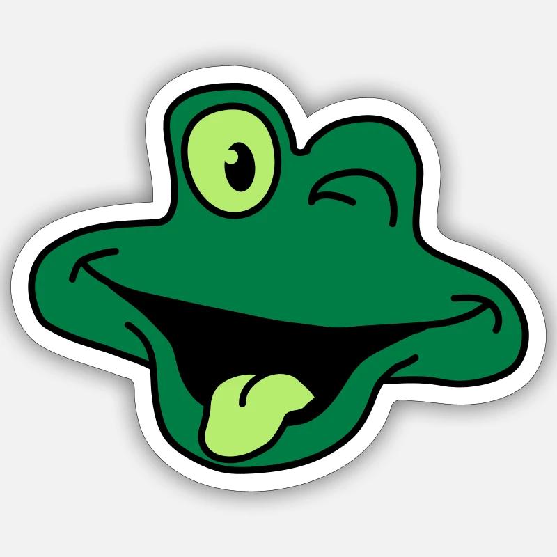 Cheeky Comic Frog Face - Sticker Größe S (10 x 10 cm) - Mattweiß
