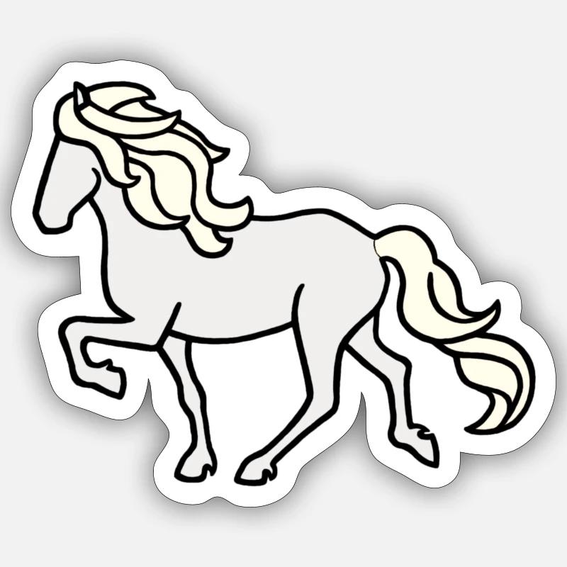 Islandpferd, Schimmel, hell - Sticker Größe S (10 x 10 cm) - Mattweiß