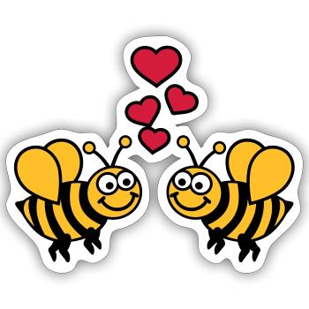 Biene - Sticker Größe S (10 x 10 cm) - Mattweiß - Vorne