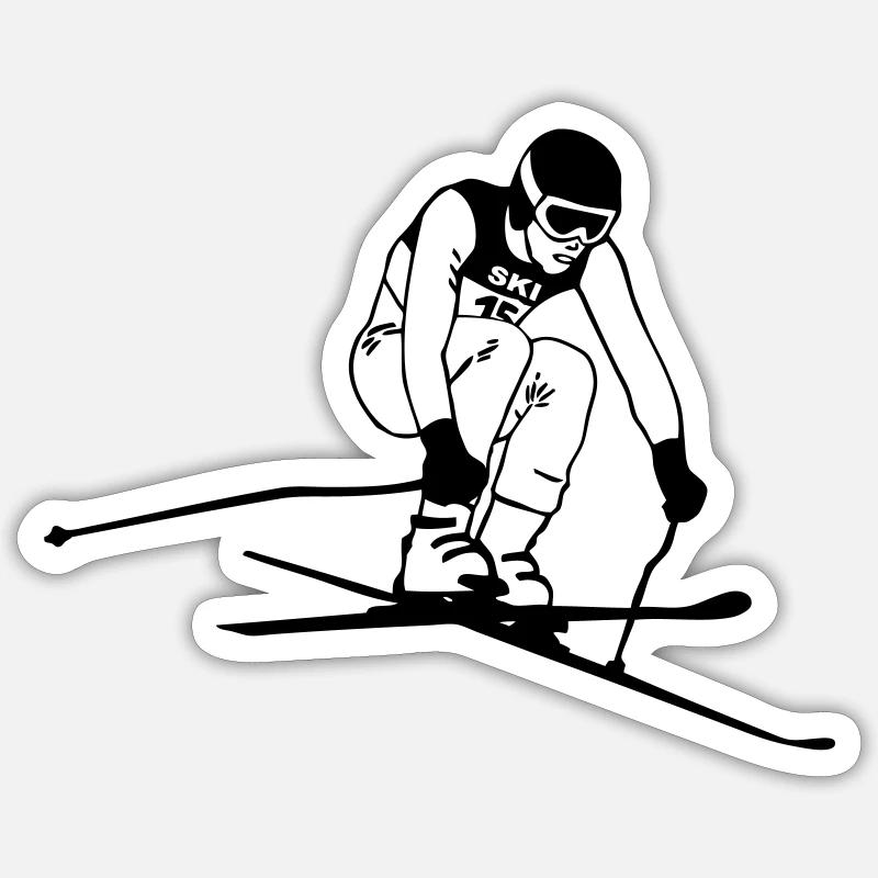 ski - alpine - apres - abfahrt - Sticker taille S (10 x 10 cm) - blanc mat