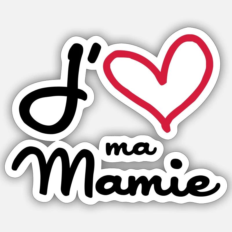 J'aime ma Mamie - Sticker taille S (10 x 10 cm) - blanc mat