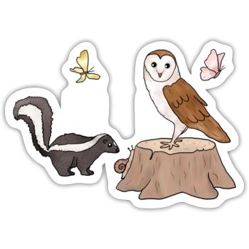 Skunk und Eule.png - Sticker Größe S (10 x 10 cm) - Mattweiß - Vorne