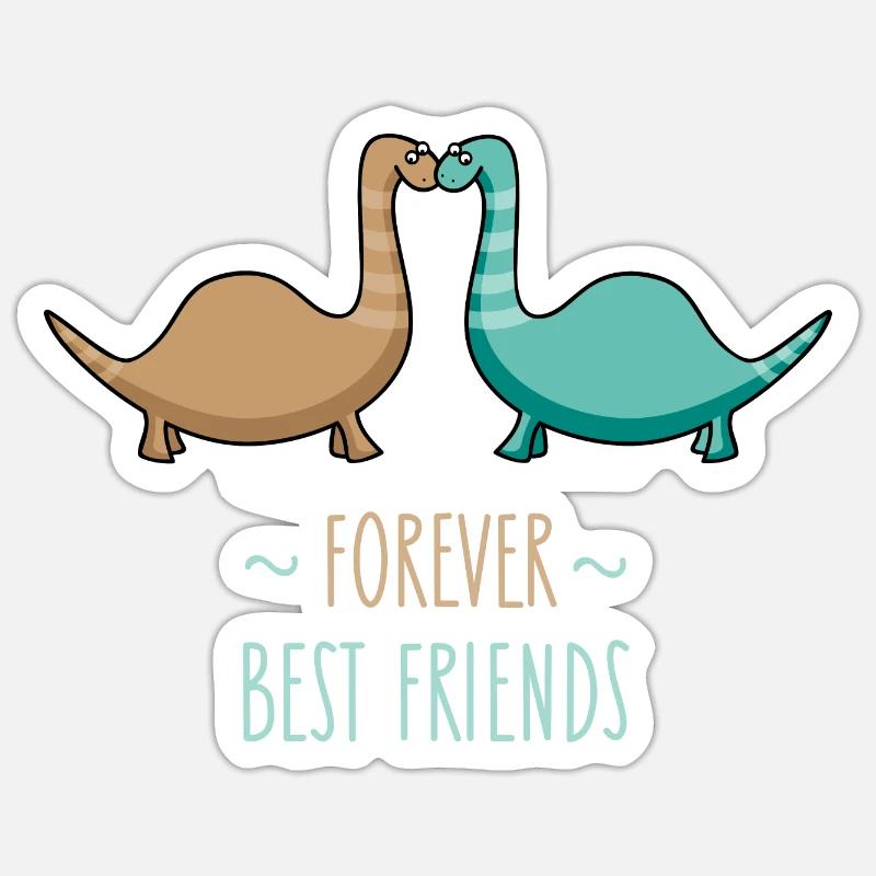 Meilleurs amis Dinos - Sticker taille S (10 x 10 cm) - blanc mat