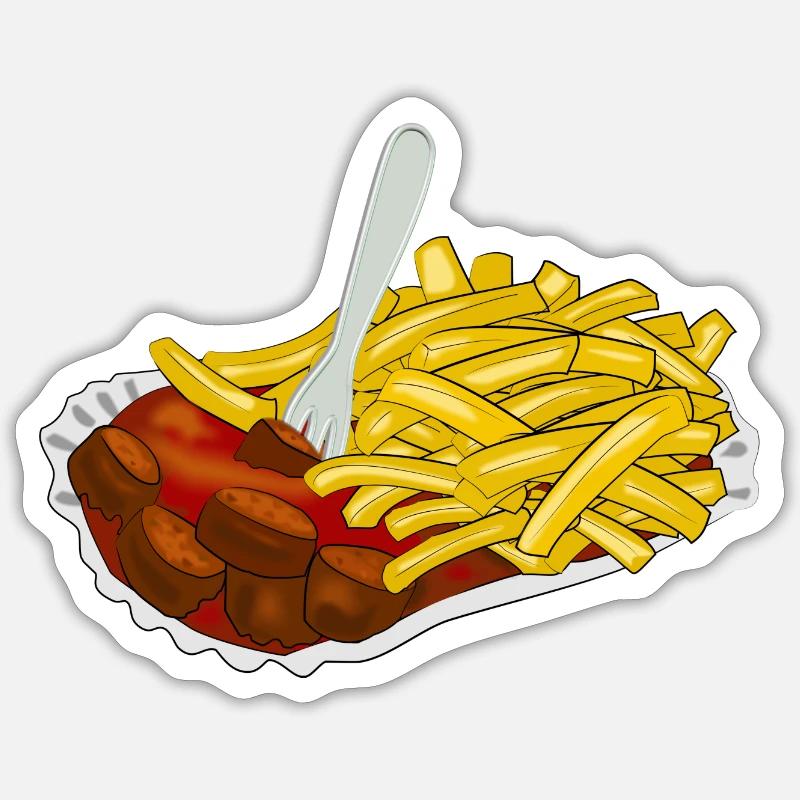 Currywurst avec frites Sticker taille S (10 x 10 cm)