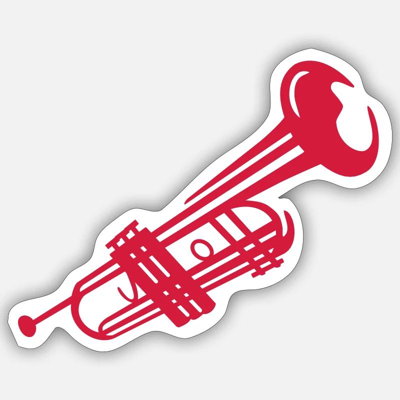trompette - Sticker taille S (10 x 10 cm) - blanc mat