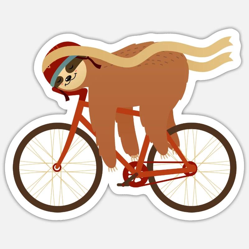 Sloth Sleeping On Bicycle Sticker Größe S (10 x 10 cm)