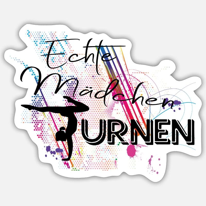Echte Mädchen Turnen - Sticker Größe S (10 x 10 cm) - Mattweiß