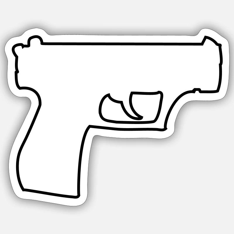 pistole - Sticker Größe S (10 x 10 cm) - Mattweiß