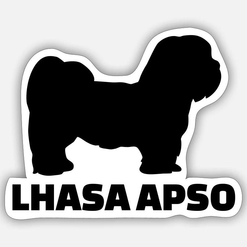 Lhasa Apso - Sticker taille S (10 x 10 cm) - blanc mat