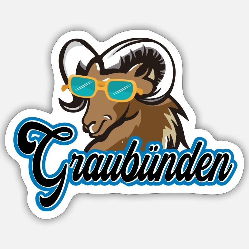 Graubünden Steinbock Stil - Sticker Größe S (10 x 10 cm) - Mattweiß