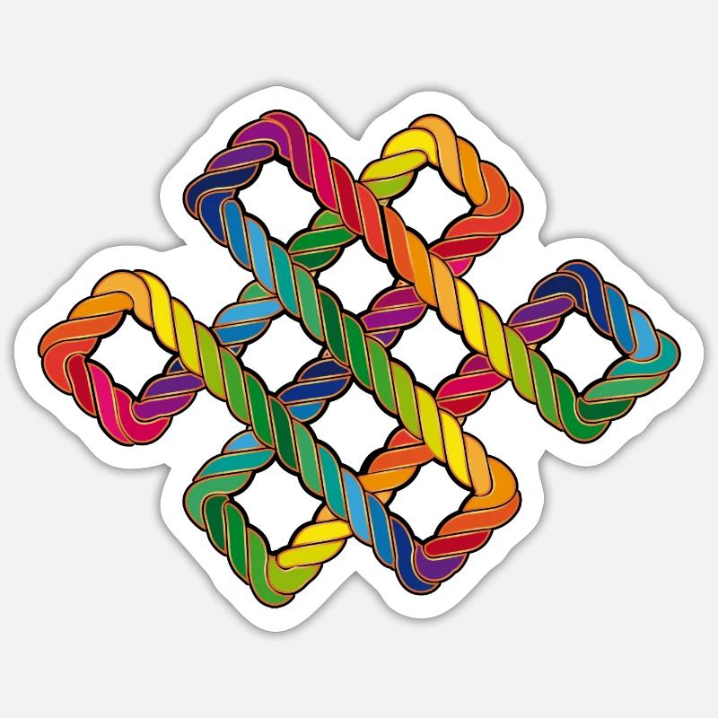 Buddhist endless knot rainbow - Sticker size S (10 x 10 cm) - white matte