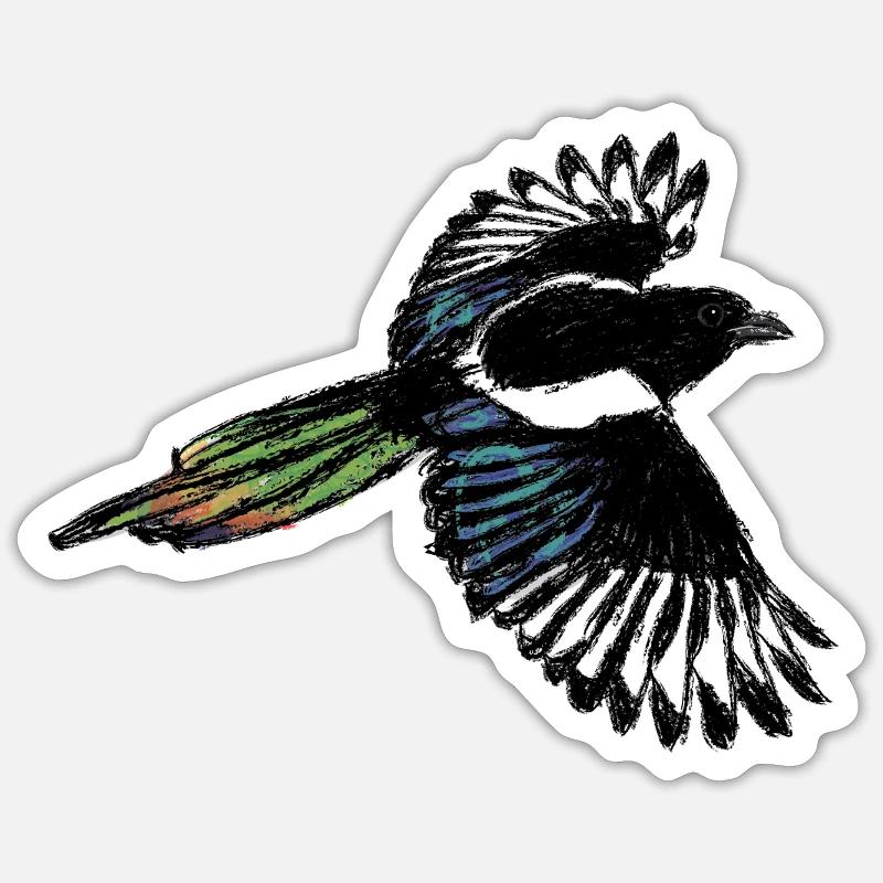 Magpie / Magpie Design 2 - Sticker taille S (10 x 10 cm) - blanc mat