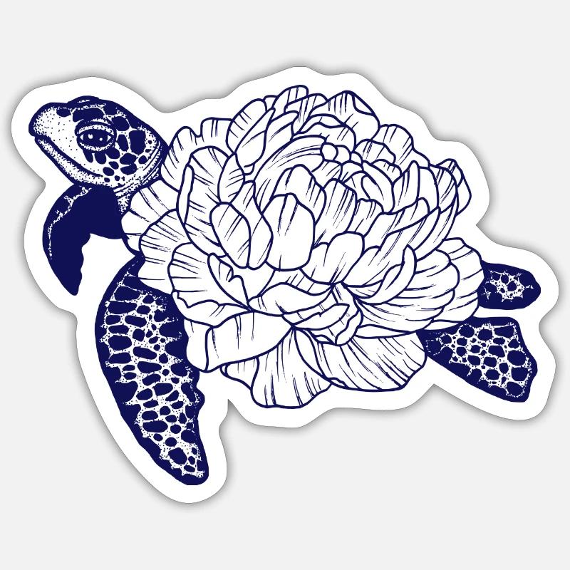 Turtle in rose shell Sticker size S (10 x 10 cm)