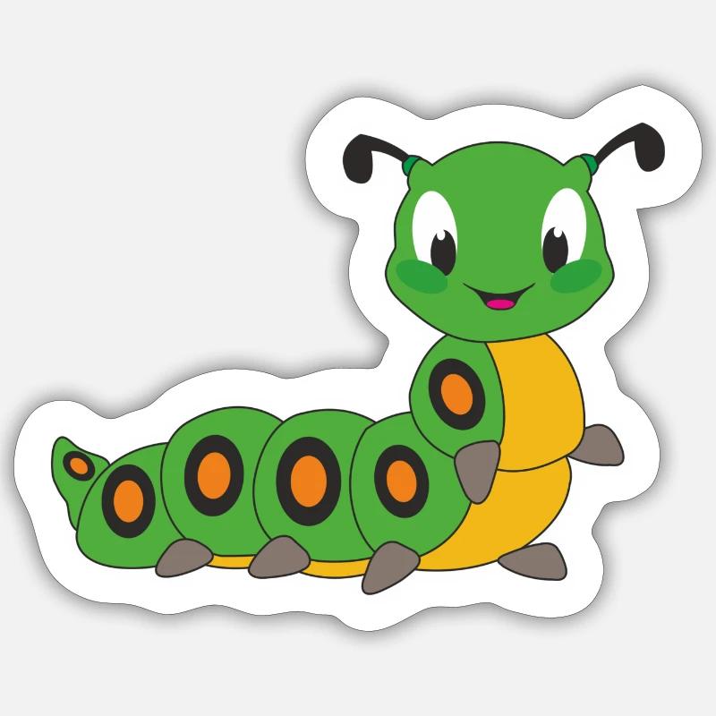 Raupe - Sticker Größe S (10 x 10 cm) - Mattweiß