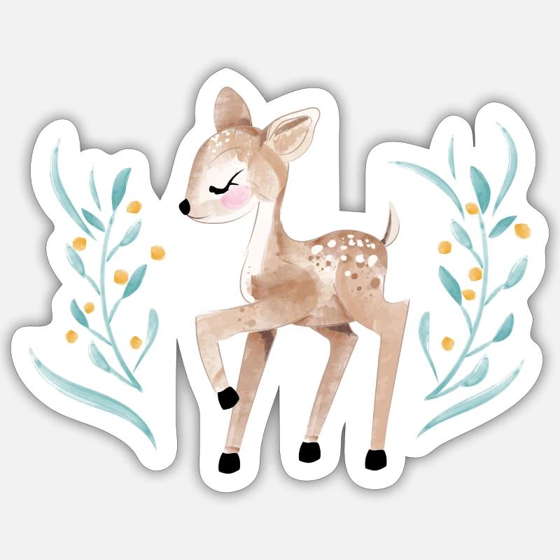 Kleiner Hirsch - Sticker Größe S (10 x 10 cm) - Mattweiß