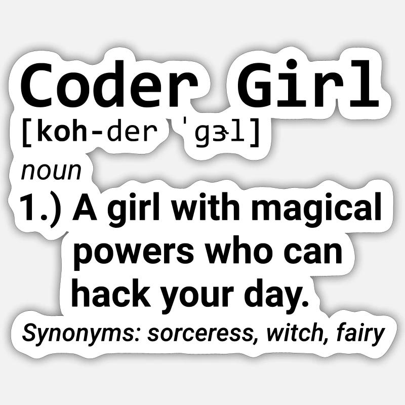 Coder Fille Définition développeur Programmier Girl - Sticker taille S (10 x 10 cm) - blanc mat