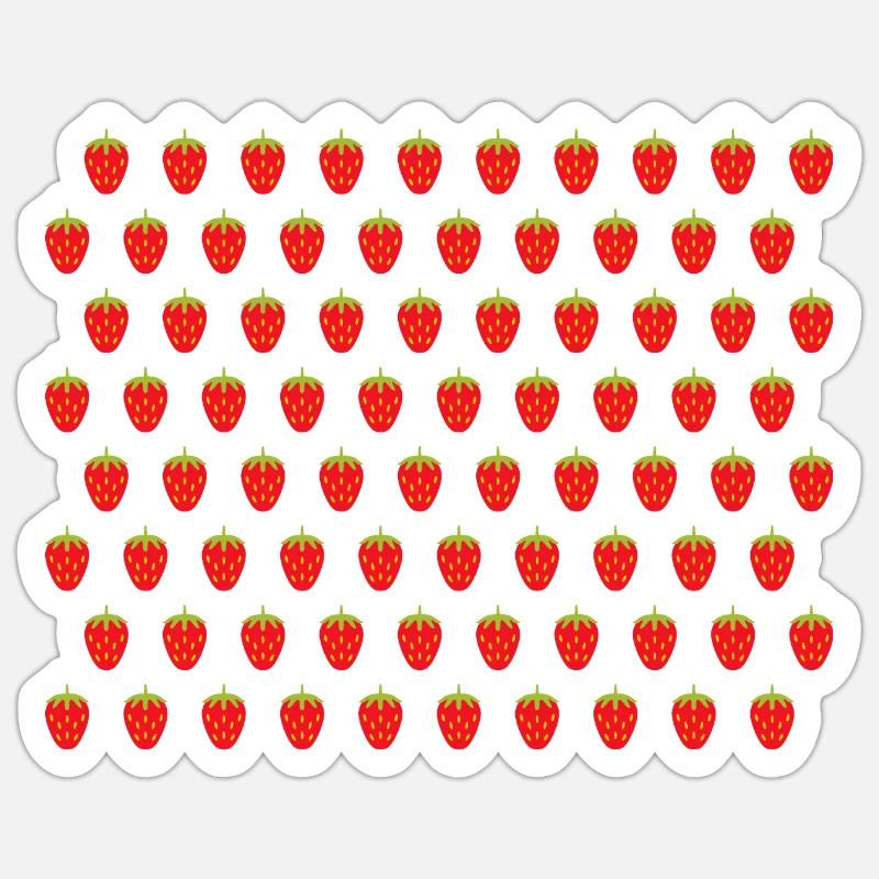 Erdbeeren Muster - Sticker Größe S (10 x 10 cm) - Mattweiß