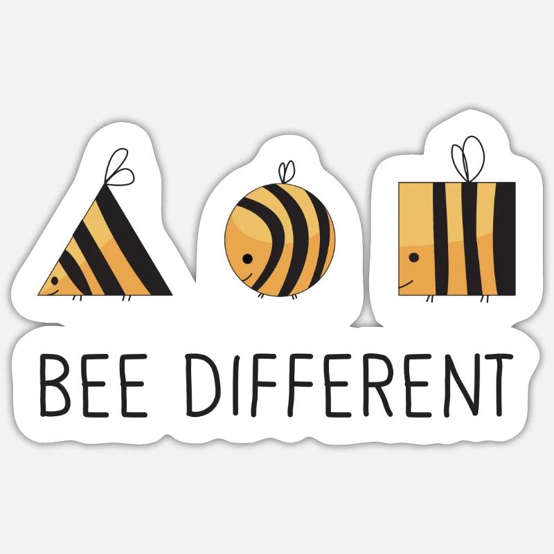 Bee Different - Sei anders mit lustigen Bienen - Sticker Größe S (10 x 10 cm) - Mattweiß
