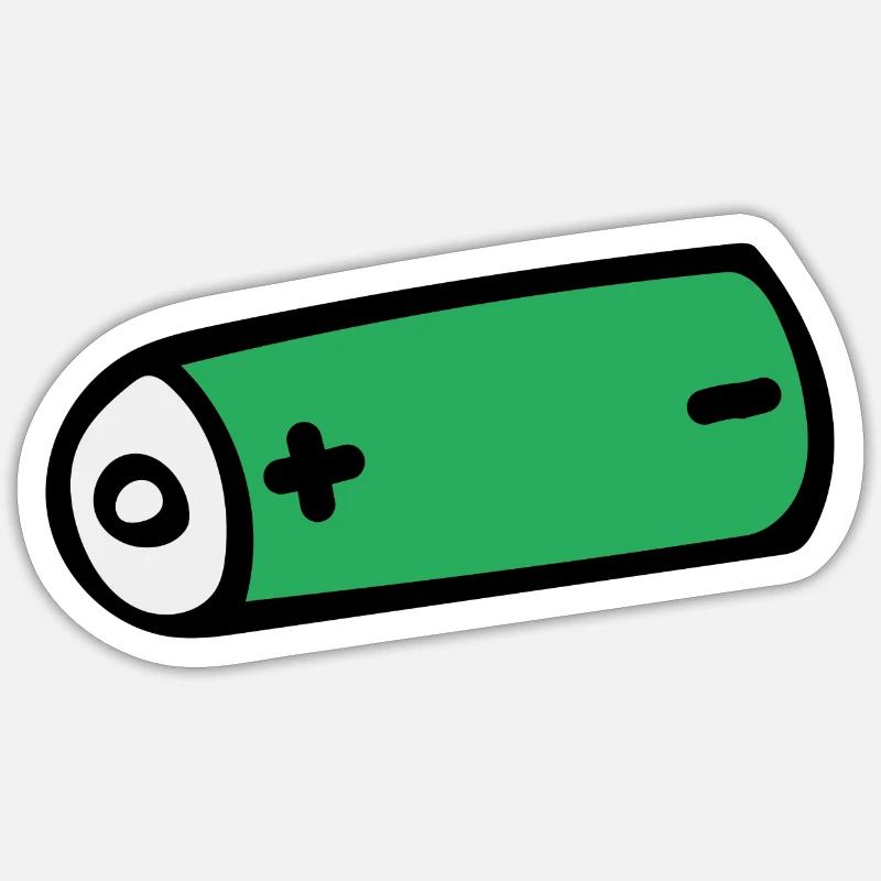 batterie - Sticker taille S (10 x 10 cm) - blanc mat