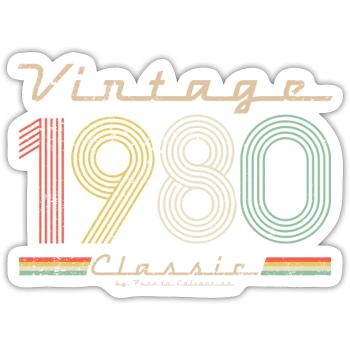 Vintage Classic 1980 pseudo retro year of birth - Sticker size S (10 x 10 cm) - white matte - Front
