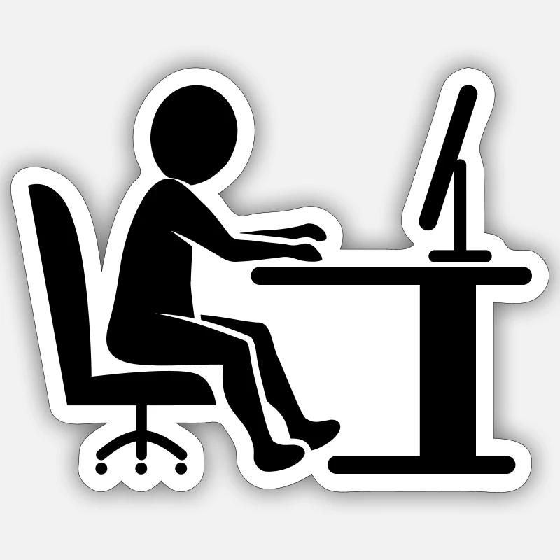Icon desk work / black and white Sticker size S (10 x 10 cm)