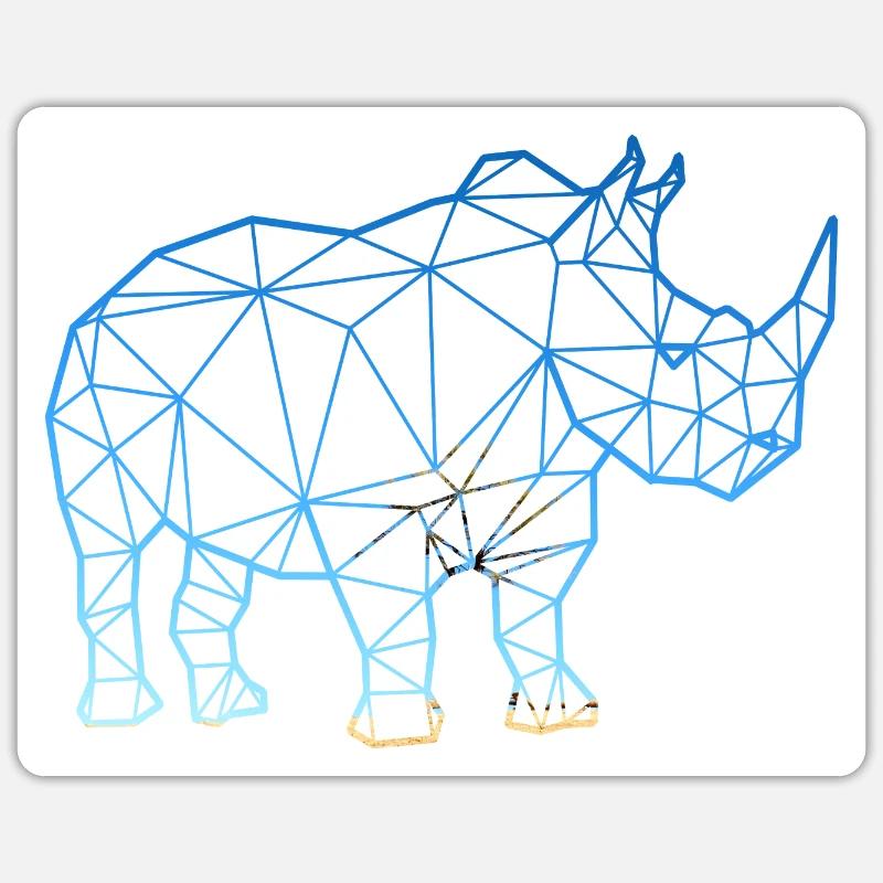 Rhinozeros im Polygon Stil - Sticker Größe S (10 x 10 cm) - Mattweiß