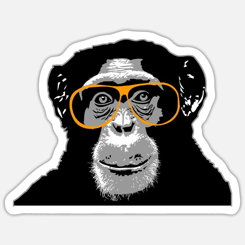 Schimpanse - Affe - Sticker Größe S (10 x 10 cm) - Mattweiß