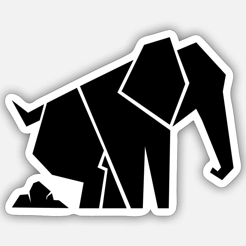 Geometrischer Elefant - Sticker Größe S (10 x 10 cm) - Mattweiß