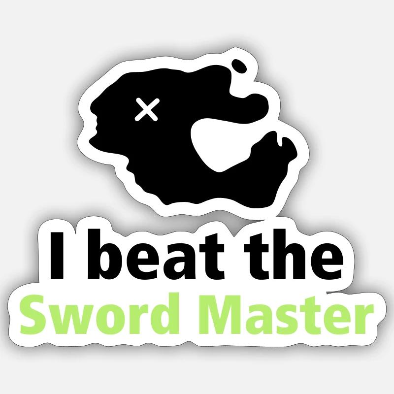 I beat the Sword Master - Schwertmeister Monkey - Sticker Größe S (10 x 10 cm) - Mattweiß