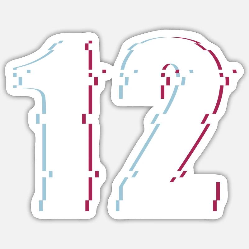 12 Twelve Twelve Number Effect Distorted Number Sticker size S (10 x 10 cm)
