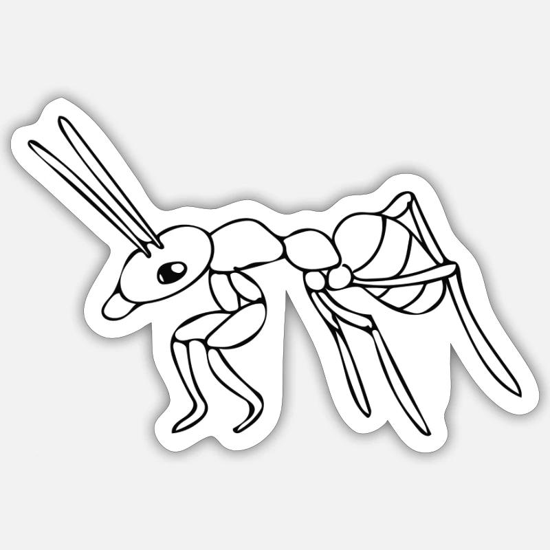 Fourmi - dessin - Sticker taille S (10 x 10 cm) - blanc mat