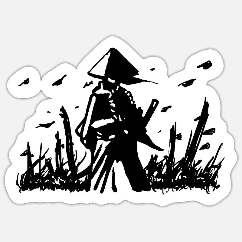Samurai - Sticker Größe S (10 x 10 cm) - Mattweiß