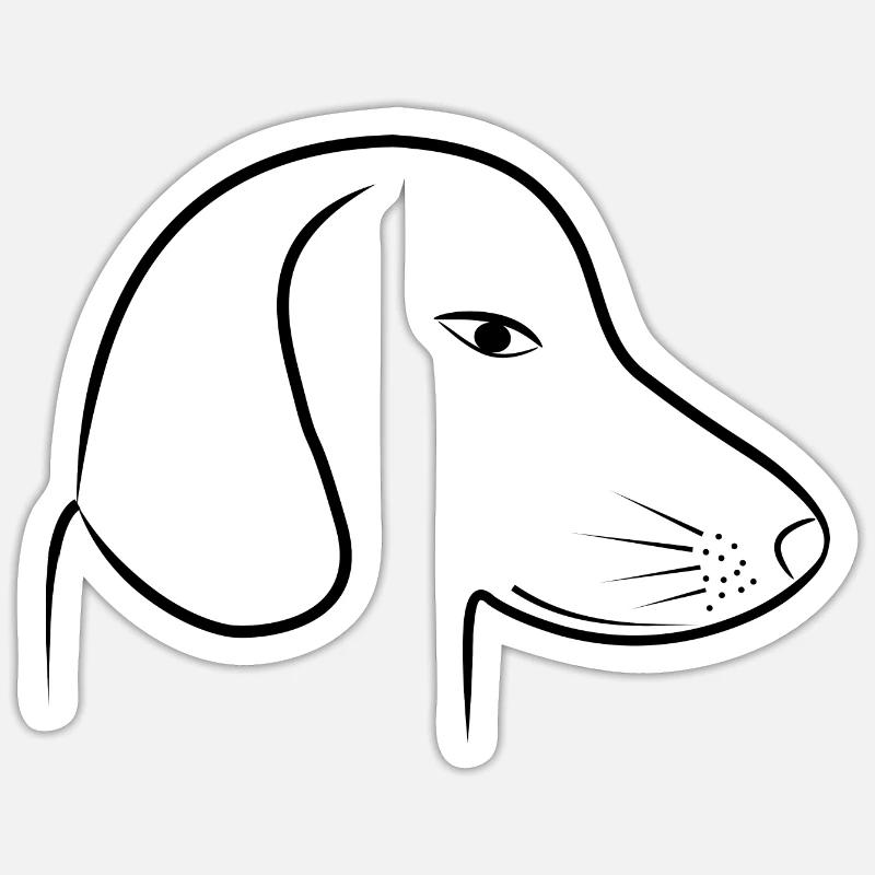 süßer Dackel Kopf - Sticker Größe S (10 x 10 cm) - Mattweiß