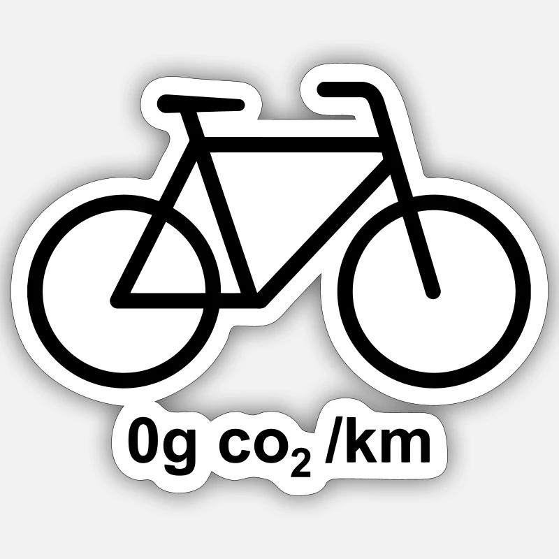 Vélo - 0g co2/km - soyons écolo - Sticker taille S (10 x 10 cm) - blanc mat