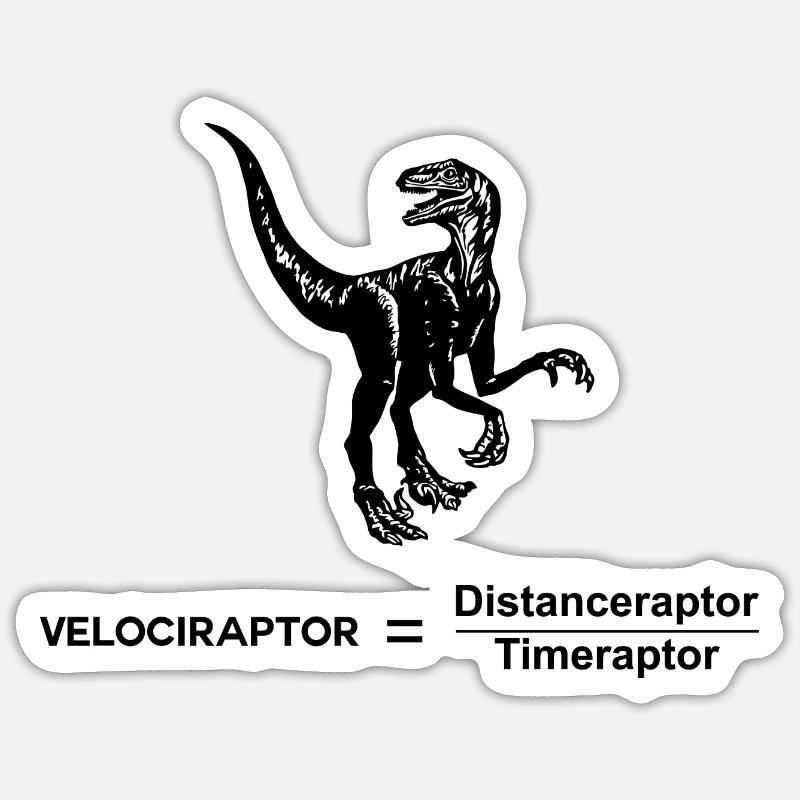 Velociraptor drôle de science Graphique - Sticker taille S (10 x 10 cm) - blanc mat