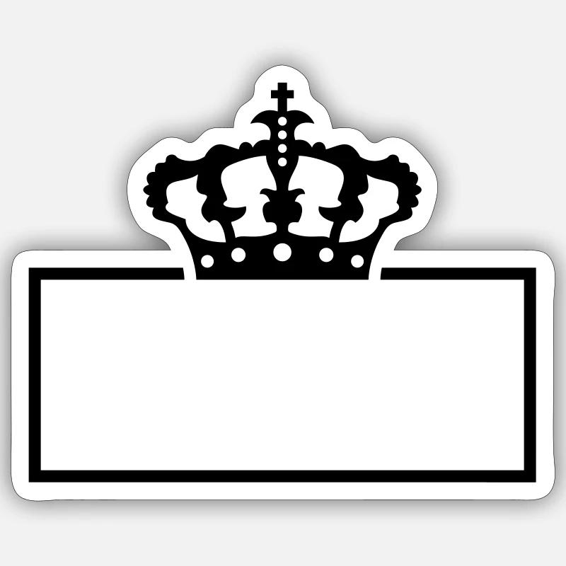 König Krone Schild - Sticker Größe S (10 x 10 cm) - Mattweiß