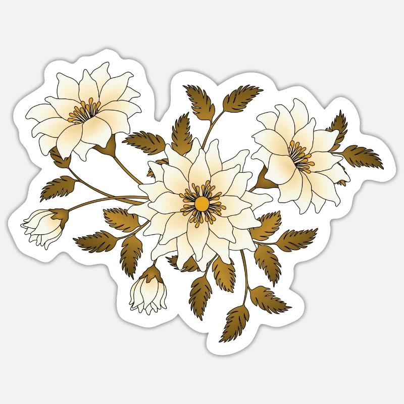 Fleurs - Sticker taille S (10 x 10 cm) - blanc mat