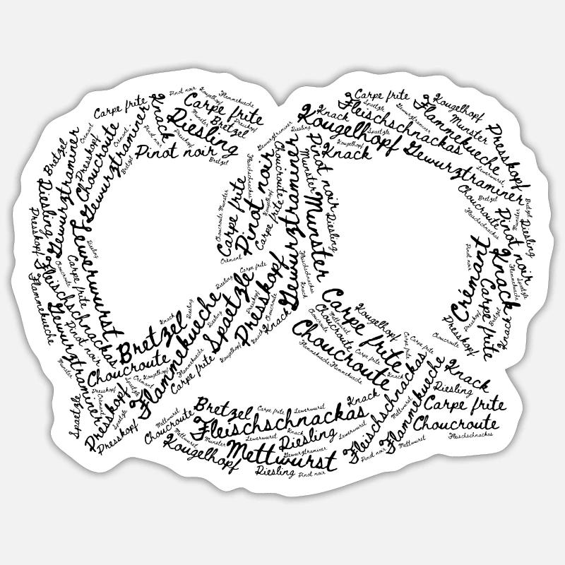 Wordcloud Alsace Prezel - Sticker size S (10 x 10 cm) - white matte