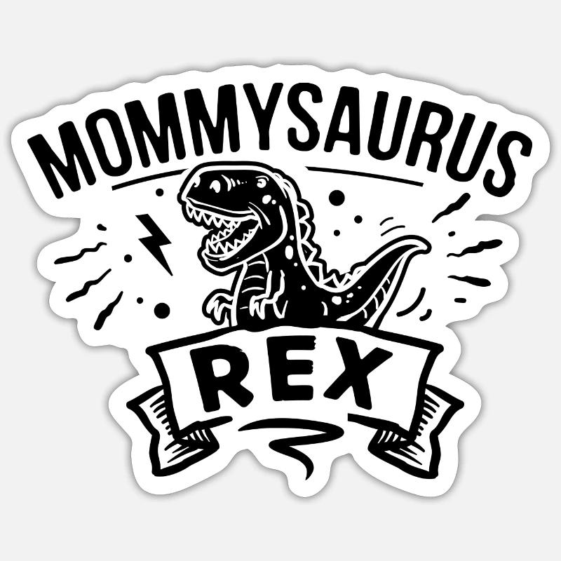 Mommysaurus für dunkle Farben schwarz - Sticker Größe S (10 x 10 cm) - Mattweiß