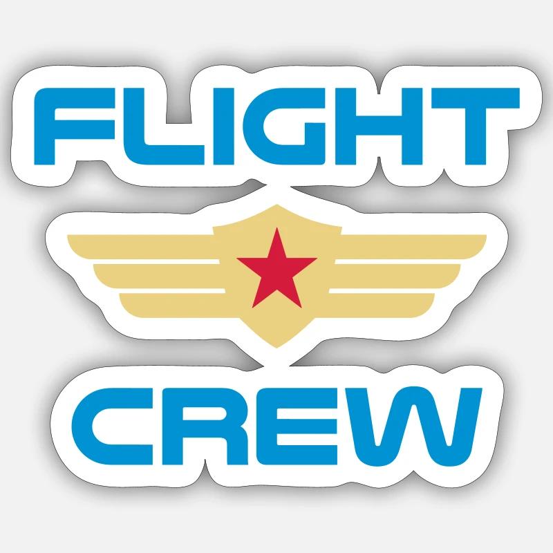 ★ Designfarben änderbar ★ Flight crew (Abzeichen) - Sticker Größe S (10 x 10 cm) - Mattweiß