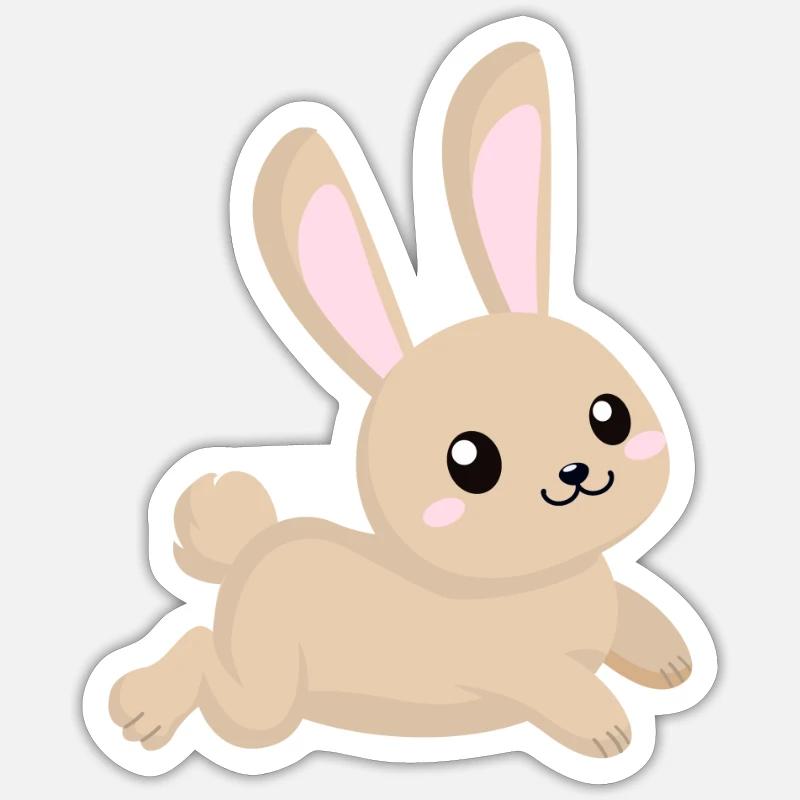 Lapin de dessin animé mignon en cours d'exécution Sticker taille S (10 x 10 cm)