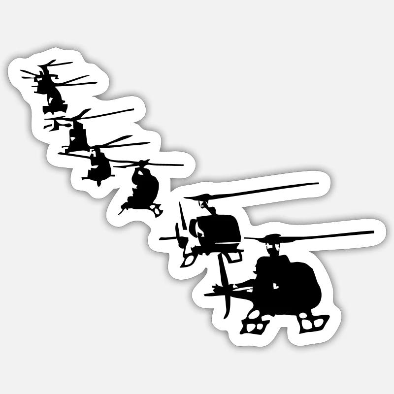 formation Hélicoptère Hélicoptère Hélicoptère - Sticker taille S (10 x 10 cm) - blanc mat
