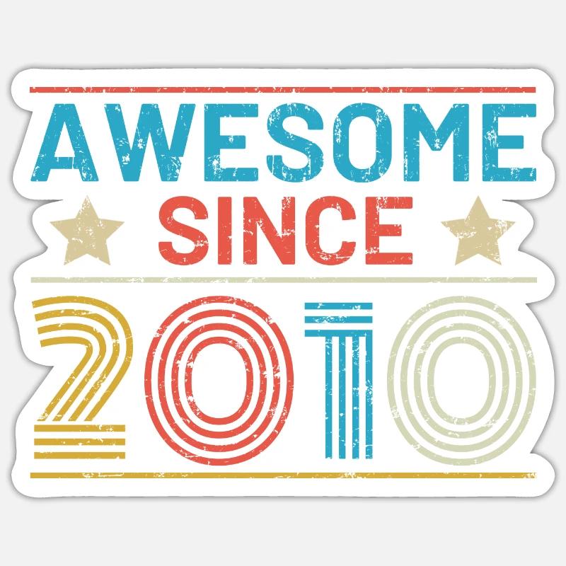 Awesome seit 2010 - Sticker Größe S (10 x 10 cm) - Mattweiß