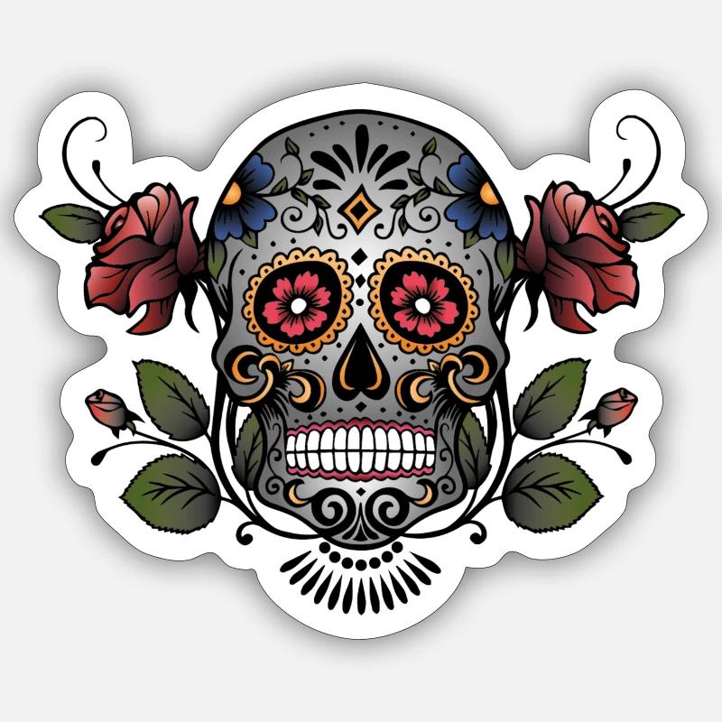 Sugar Skull - Sticker size S (10 x 10 cm) - white matte