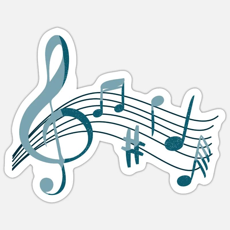 Note Musique - Sticker taille S (10 x 10 cm) - blanc mat