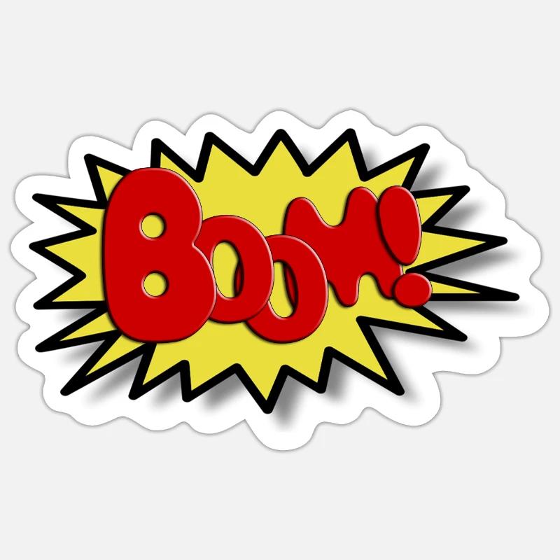 Boom Comicstyle Comicfigur Lichtenstein Pop Art - Sticker Größe S (10 x 10 cm) - Mattweiß