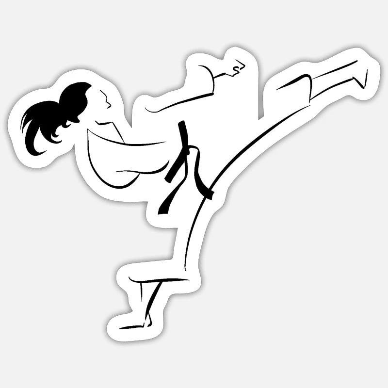 Karateka Mawashi Geri - Sticker size S (10 x 10 cm) - white matte